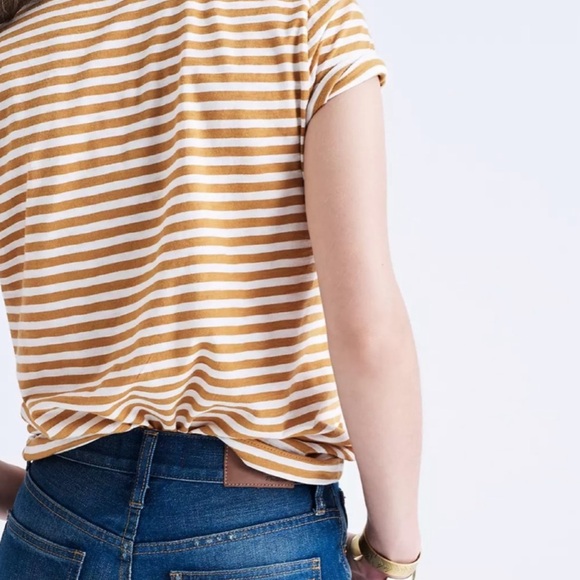 Madewell Whisper Cotton V-Neck Pocket Tee Fenwick Stripe - Picture 4 of 10